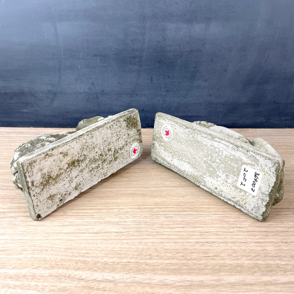 Cast stone lion bookends - made in Canada - 1990s vintage - NextStage Vintage