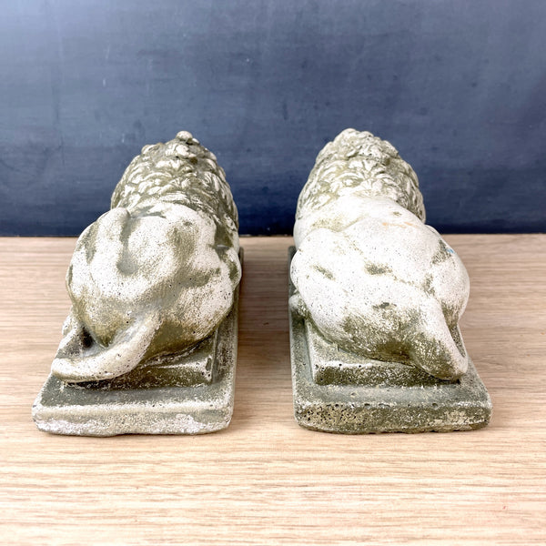 Cast stone lion bookends - made in Canada - 1990s vintage - NextStage Vintage