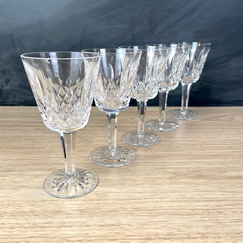 Waterford Lismore claret wine glasses - set of 5 - 5 7/8" tall - NextStage Vintage