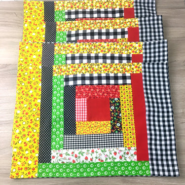 Patchwork and gingham placemats - set of 4 - 1970s vintage table linens - NextStage Vintage