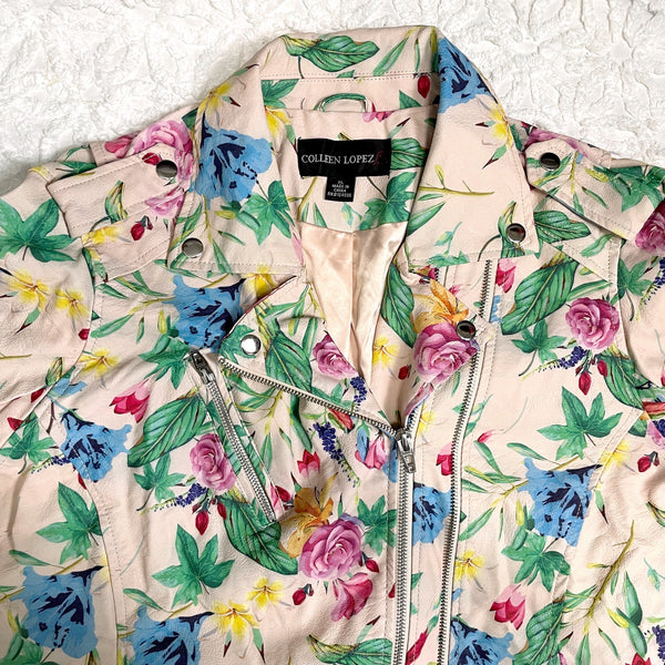 Vegan floral moto jacket by Colleen Lopez - XL - NextStage Vintage