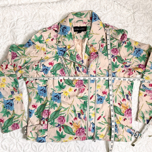 Vegan floral moto jacket by Colleen Lopez - XL - NextStage Vintage