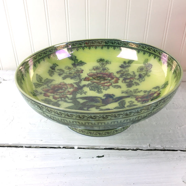Keeling and Co. Loster Ware yellow Shanghai centerpiece bowl - 1920s vintage chinoiserie - NextStage Vintage