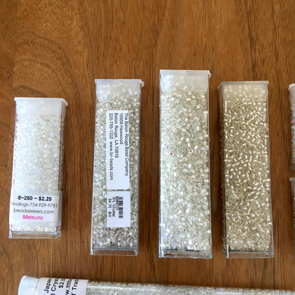 Seed bead 8/0 lot - shades of white, luster and iridescent - 14+ tubes - destash - lot 683 - NextStage Vintage