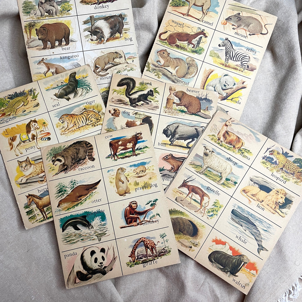 Milton Bradley Animal Lotto cards - vintage animal illustrations - NextStage Vintage