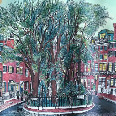 Louisburg Square illustration print by Barbara Westman - 1971 Barre Publishing - NextStage Vintage