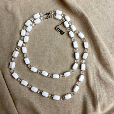 White and clear lucite beaded necklaces - a pair - 1960s vintage - NextStage Vintage