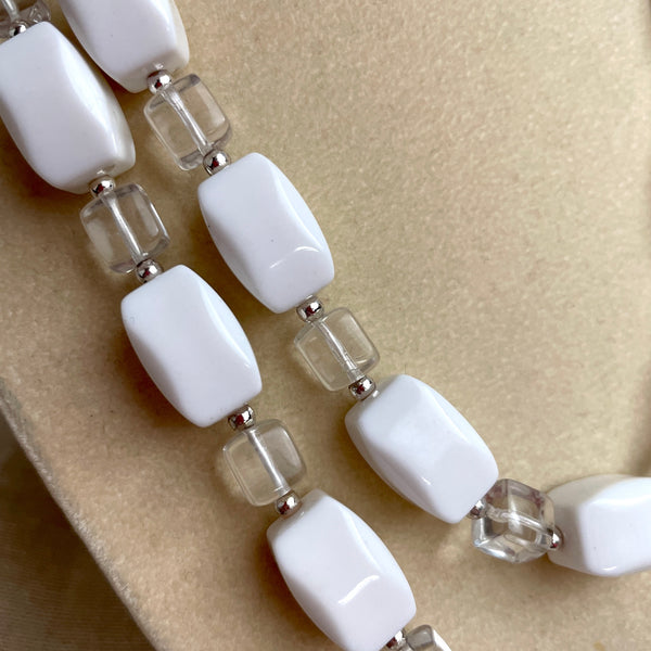 White and clear lucite beaded necklaces - a pair - 1960s vintage - NextStage Vintage