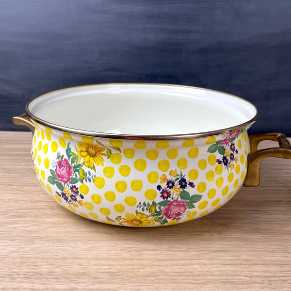 MacKenzie-Childs Buttercup Yellow Dots covered 5 qt. pot - like new - NextStage Vintage