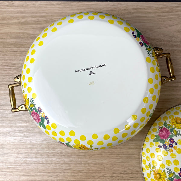 MacKenzie-Childs Buttercup Yellow Dots covered 5 qt. pot - like new - NextStage Vintage