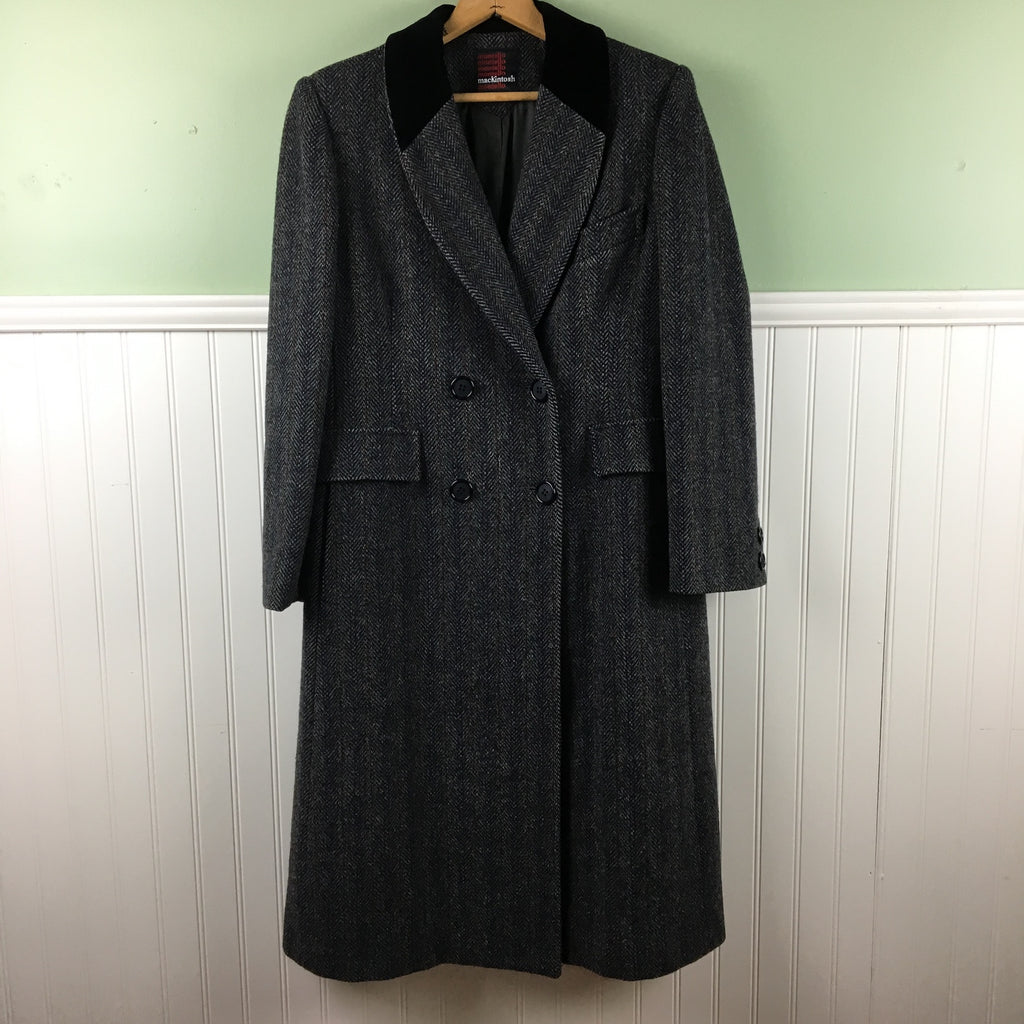 Herringbone tweed chesterfield coat - Montello by Mackintosh - medium petite - 1980s vintage - NextStage Vintage