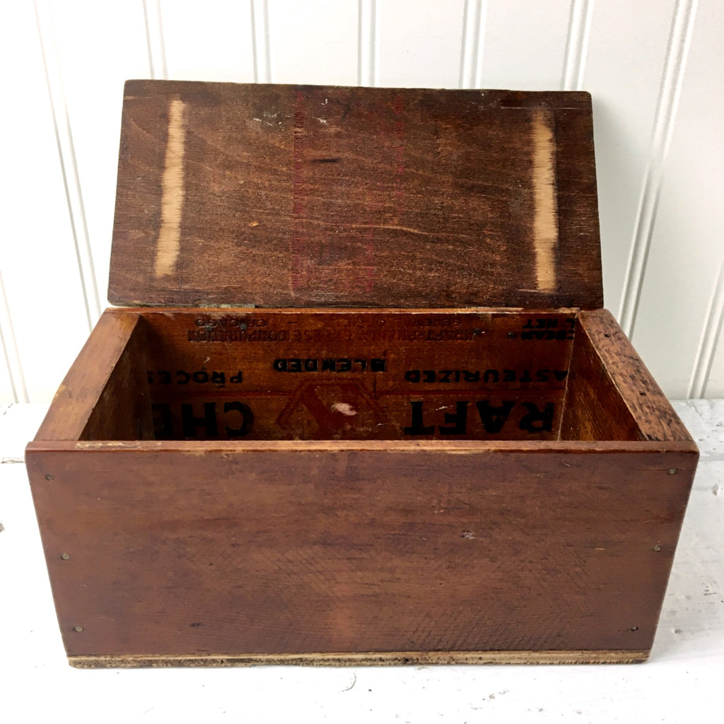Wooden made-do box from the 1920s - handmade from a cheese box