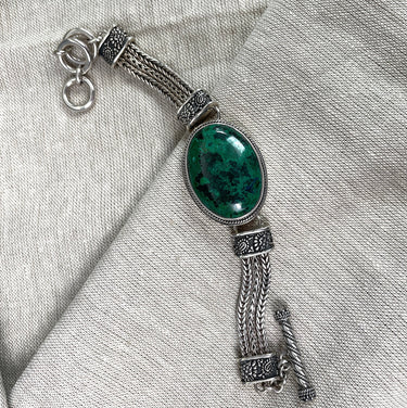 Sterling and malachite bracelet - vintage silver jewelry - NextStage Vintage