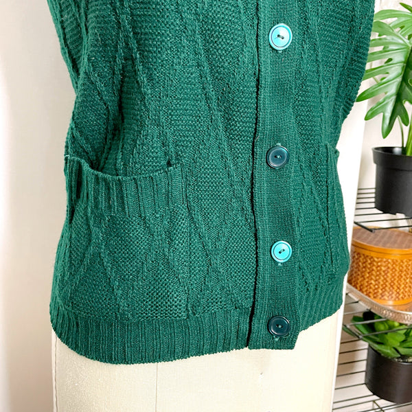 1970s vintage green sweater vest - size XS - NextStage Vintage