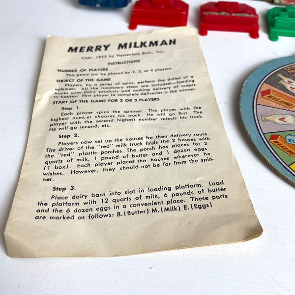 Hasbro Merry Milkman game replacement pieces and spinners - 1950s vintage - NextStage Vintage