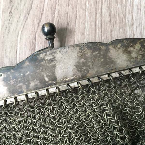 Antique German silver mesh bag - art deco frame - early 1900s - NextStage Vintage