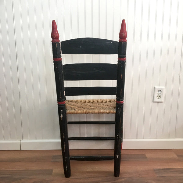 Mexican folk painted rush seat chair - vintage side chair - NextStage Vintage