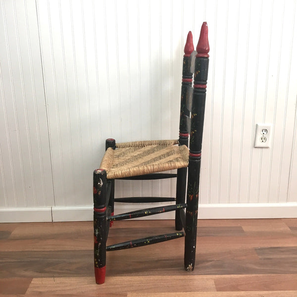 Mexican folk painted rush seat chair - vintage bohemian side chair - NextStage Vintage