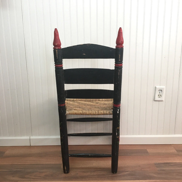 Mexican folk painted rush seat chair - vintage bohemian side chair - NextStage Vintage