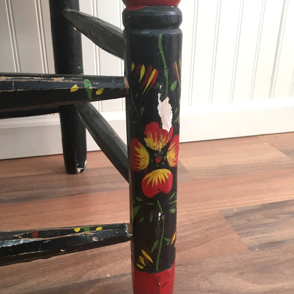 Mexican folk painted rush seat chair - vintage bohemian side chair - NextStage Vintage