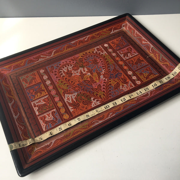 Mexican lacquered folk art animal tray - bohemian serving style - NextStage Vintage