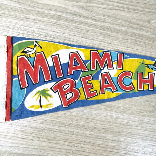 Miami Beach Florida flannel pennant - 1960s vintage - NextStage Vintage