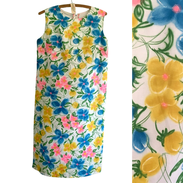 Miami Originals sleeveless A-line shift - size small - 1960s floral vintage dress - NextStage Vintage