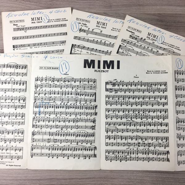 MIMI - Hart/Rodgers- band arrangement sheet music - 1933 - NextStage Vintage
