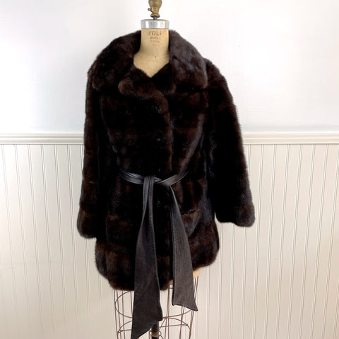 Vintage dark mink jacket with belt - Ludwig, Boston - NextStage Vintage
