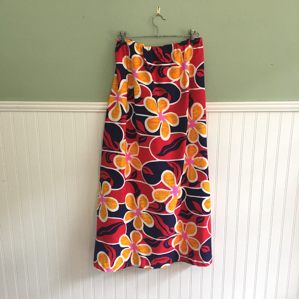 Mod large scale floral print maxi skirt - size medium - 1960s vintage - NextStage Vintage