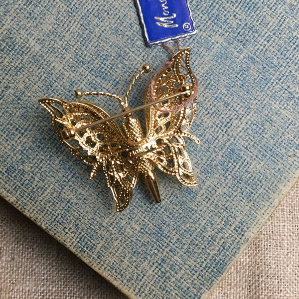 Monet butterfly pin #1875- vintage gold brooch with tag - NextStage Vintage