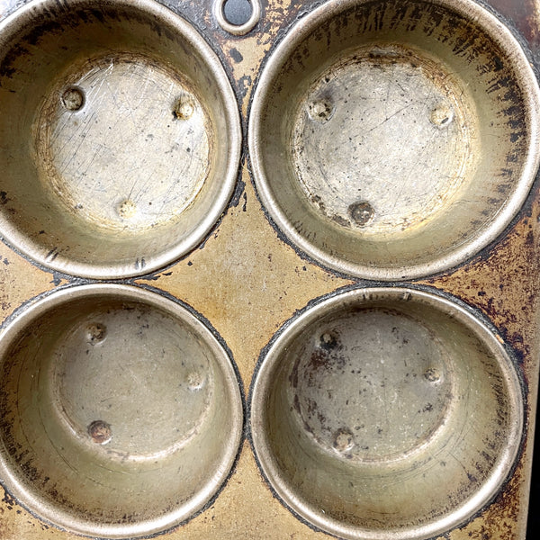 Six cup muffin tin pair - well used patina - vintage baking - NextStage Vintage