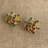 Knotted golden clip on earrings with rhinestones - 1980s vintage costume jewelry - NextStage Vintage