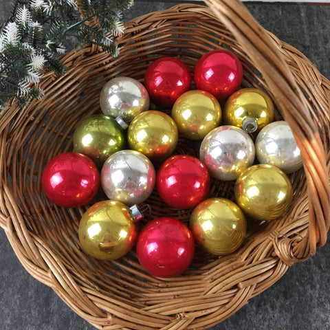 Shabby vintage multicolor glass Christmas balls - lot of 16 - vintage Christmas - NextStage Vintage