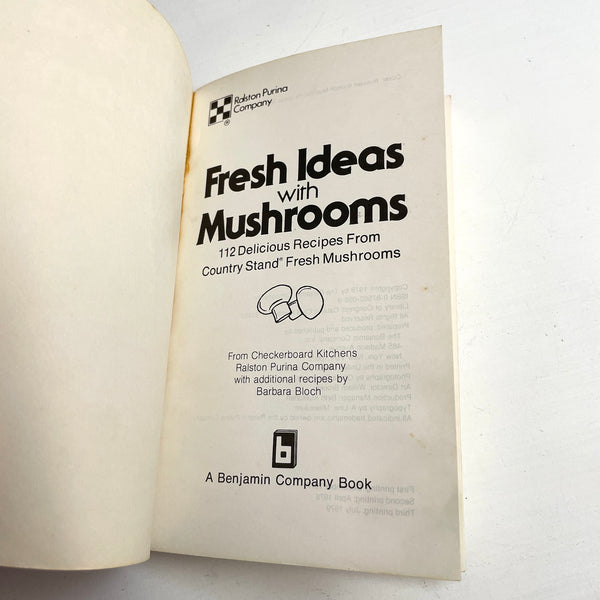Fresh Ideas with Mushrooms - 1979 softcover cookbook - NextStage Vintage