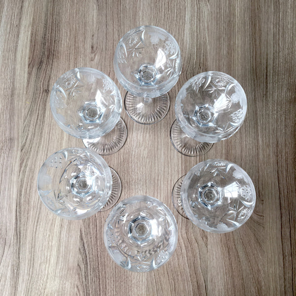 Nachtmann Traube clear wine hock glasses - set of 6 - 6 7/8" tall - NextStage Vintage