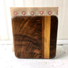 Wooden napkin holder - laminated wood front - 1980s artisan vintage - NextStage Vintage