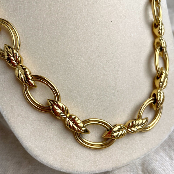 Napier leaf chain necklace - gold tone - 1980s vintage - NextStage Vintage