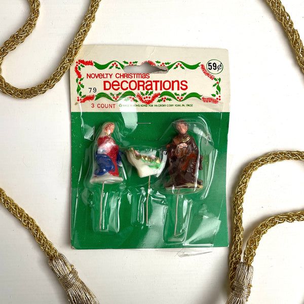 Plastic nativity picks - 1960s three piece set in original package - NextStage Vintage