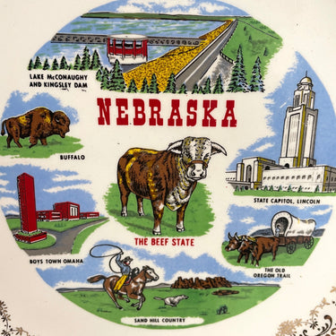 Nebraska souvenir state plate - 1960s road trip vintage - NextStage Vintage