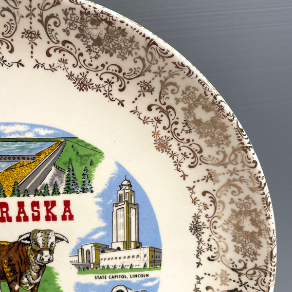Nebraska souvenir state plate - 1960s road trip vintage - NextStage Vintage