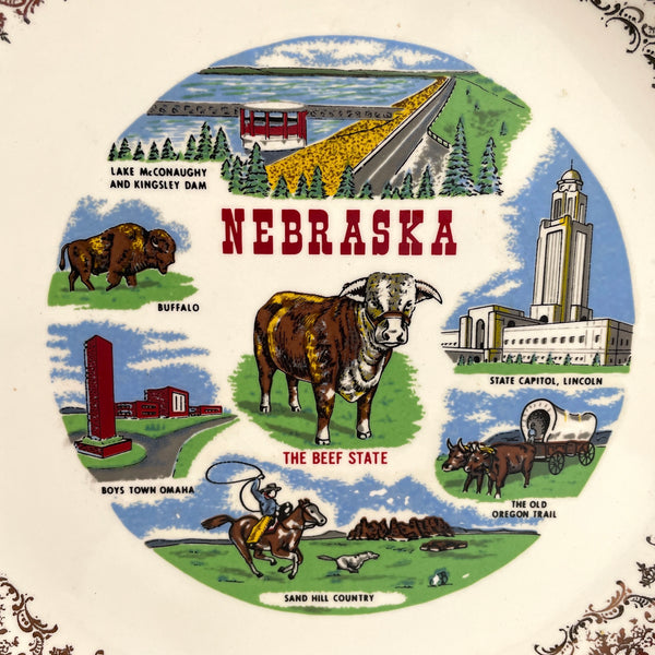 Nebraska souvenir state plate - 1960s plate wall decor - NextStage Vintage