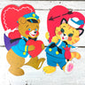 Neon bright valentine die cuts - cat and bear - 1960 vintage - NextStage Vintage