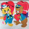 Neon bright valentine die cuts - cat and bear - 1960 vintage - NextStage Vintage
