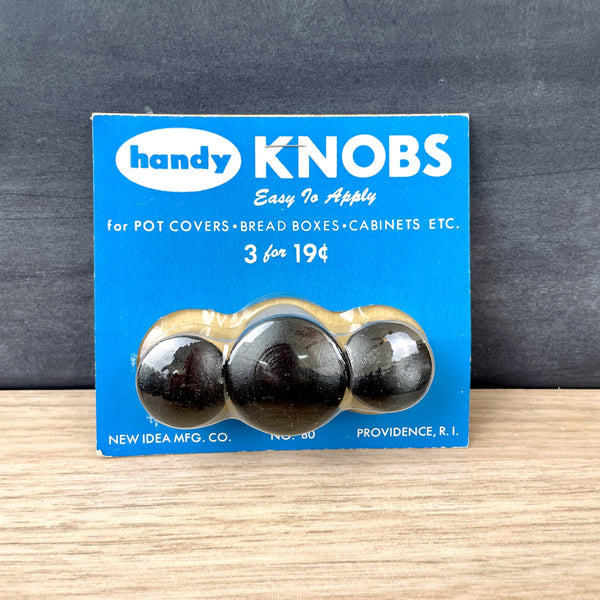 Handy Knobs - replacement black wood knobs - 1960s vintage - NextStage Vintage