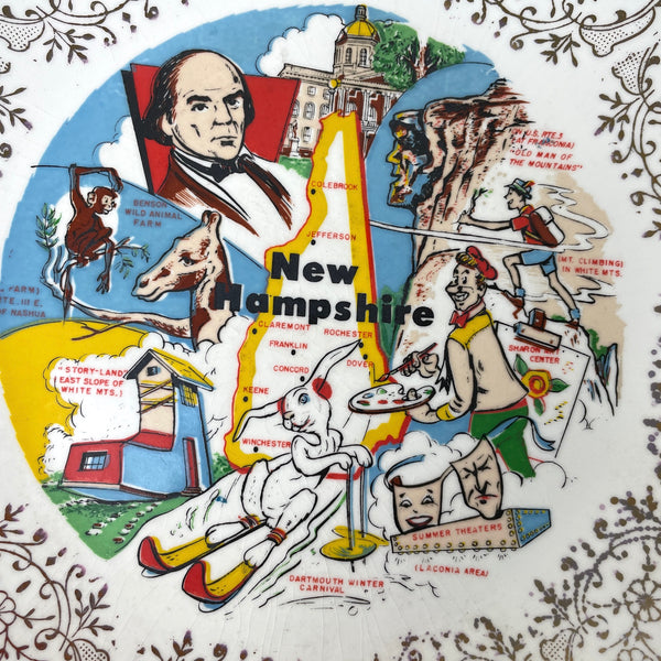 New Hampshire state souvenir plate - vintage 1950s road trip - NextStage Vintage