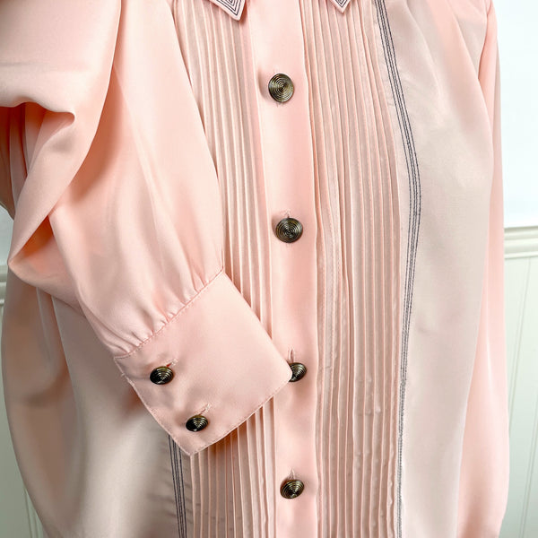 1980s blush pink power blouse by Nicola - size medium - NextStage Vintage