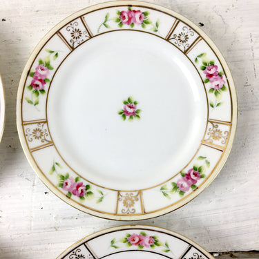 Nippon roses side plates - set of 4 - blue rising sun mark - NextStage Vintage