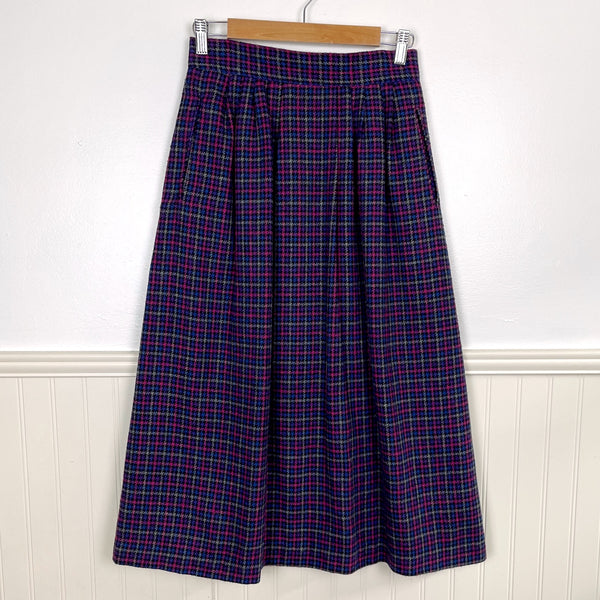 Vintage 1980s high waisted pleated plaid skirt - size medium - NextStage Vintage