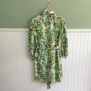 Floral print shirt dress with tie waist - NPC Fashions vintage day dress - sz XS/ S -1960s - NextStage Vintage